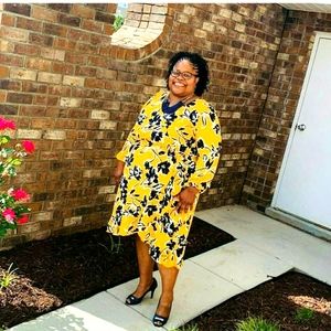 Beauticurve X Lane Bryant Yellow Floral Faux Wrap Dress 18/20